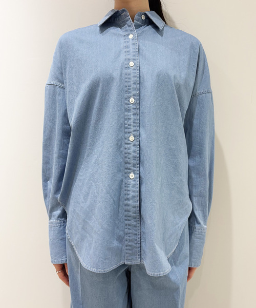 Tiara(ティアラ)の「デニムシャツ(シャツ/ブラウス・レディース・インディゴブルー/ライトブルー・FREE)」の3枚目の写真
