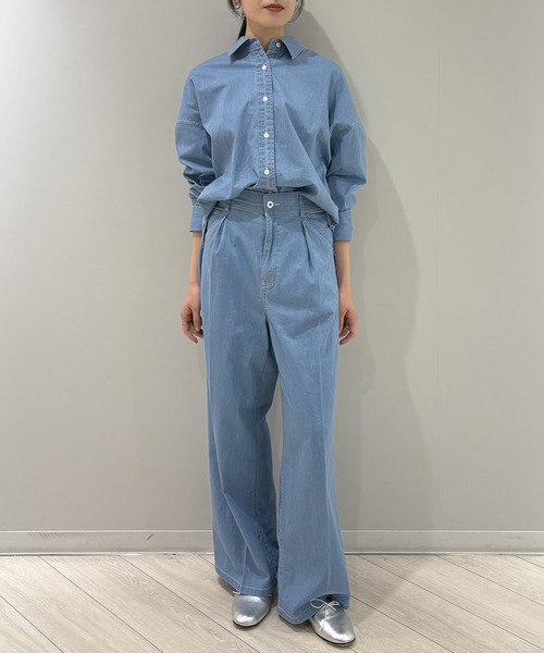 Tiara(ティアラ)の「デニムシャツ(シャツ/ブラウス・レディース・インディゴブルー/ライトブルー・FREE)」の6枚目の写真