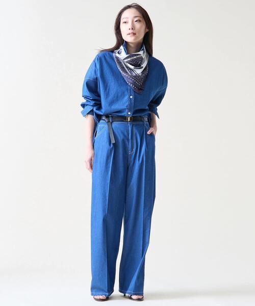 Tiara(ティアラ)の「デニムシャツ(シャツ/ブラウス・レディース・インディゴブルー/ライトブルー・FREE)」の14枚目の写真