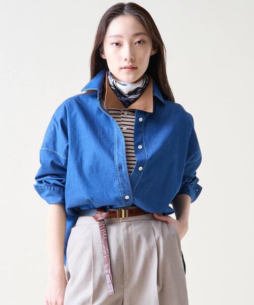 Tiara(ティアラ)の「デニムシャツ(シャツ/ブラウス・レディース・インディゴブルー/ライトブルー・FREE)」の18枚目の写真