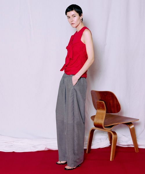 MAISON SPECIAL(メゾンスペシャル)の「Knot Sleeveless T-Shirt/ノットノースリーブTEE(Tシャツ/カットソー・レディース・ホワイト/レッド・FREE)」の9枚目の写真