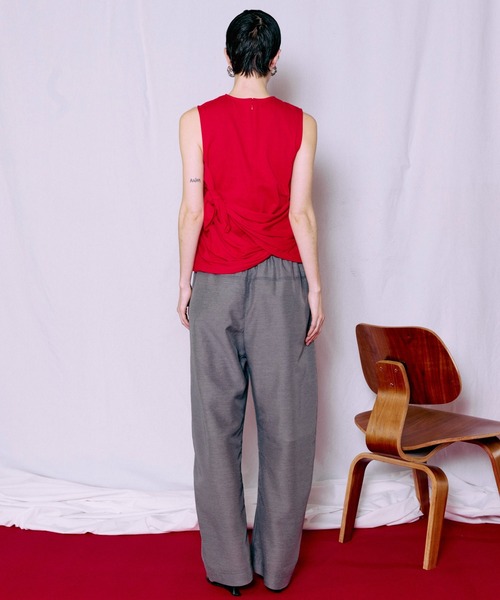 MAISON SPECIAL(メゾンスペシャル)の「Knot Sleeveless T-Shirt/ノットノースリーブTEE(Tシャツ/カットソー・レディース・ホワイト/レッド・FREE)」の10枚目の写真