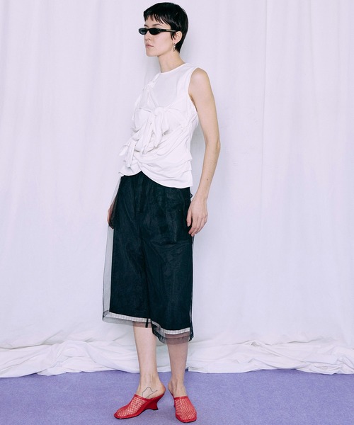 MAISON SPECIAL(メゾンスペシャル)の「Knot Sleeveless T-Shirt/ノットノースリーブTEE(Tシャツ/カットソー・レディース・ホワイト/レッド・FREE)」の14枚目の写真