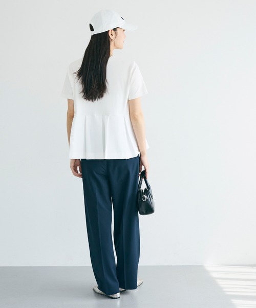 coca(coca)(コカ)の「タック異素材切替Tシャツ(Tシャツ/カットソー・レディース・ホワイト/ブラック・M/L/S)」の9枚目の写真