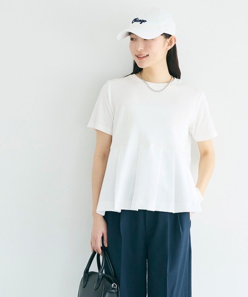 coca(coca)(コカ)の「タック異素材切替Tシャツ(Tシャツ/カットソー・レディース・ホワイト/ブラック・M/L/S)」の10枚目の写真