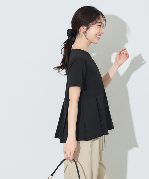coca(coca)(コカ)の「タック異素材切替Tシャツ(Tシャツ/カットソー・レディース・ホワイト/ブラック・M/L/S)」の16枚目の写真