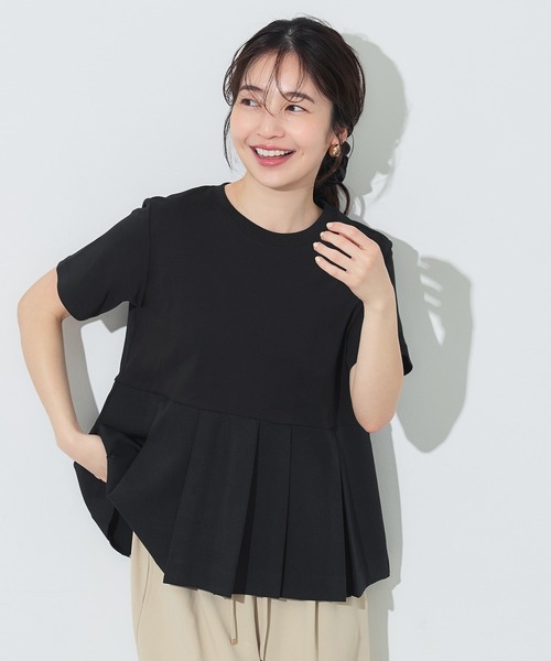 coca(coca)(コカ)の「タック異素材切替Tシャツ(Tシャツ/カットソー・レディース・ホワイト/ブラック・M/L/S)」の17枚目の写真