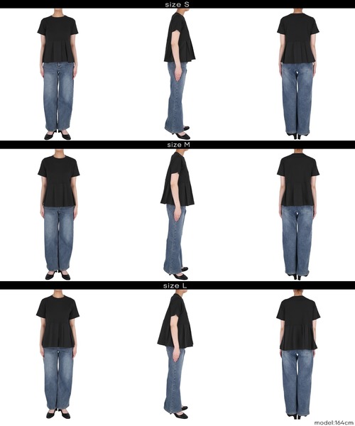 coca(coca)(コカ)の「タック異素材切替Tシャツ(Tシャツ/カットソー・レディース・ホワイト/ブラック・M/L/S)」の18枚目の写真
