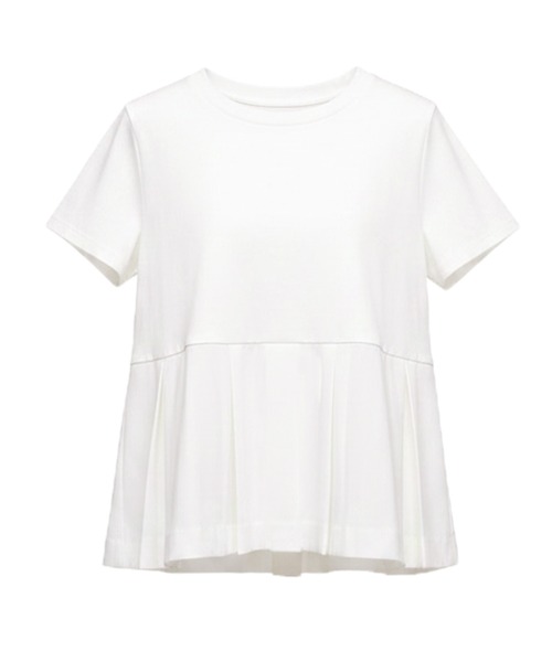 coca(coca)(コカ)の「タック異素材切替Tシャツ(Tシャツ/カットソー・レディース・ホワイト/ブラック・M/L/S)」の4枚目の写真
