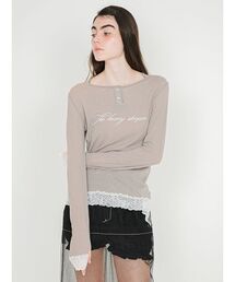 S Motif Sheer Top/Sモチーフ シアートップ（Tシャツ/カットソー