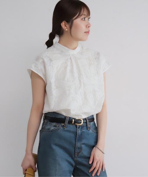 NOMBRE IMPAIR（ノンブルアンペール）の「薄手綿ペイズリー刺繍　フレンチブラウス（シャツ/ブラウス・レディース・ホワイト・FREE）」の7枚目の写真