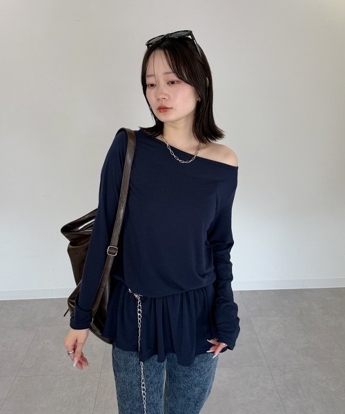 mellomela.(メロメラ)の「ソフトレイヤードロンT(Tシャツ/カットソー・レディース・グレー/ホワイト/ネイビー・FREE)」の10枚目の写真
