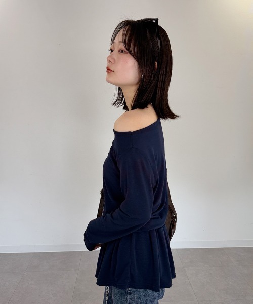 mellomela.(メロメラ)の「ソフトレイヤードロンT(Tシャツ/カットソー・レディース・グレー/ホワイト/ネイビー・FREE)」の8枚目の写真