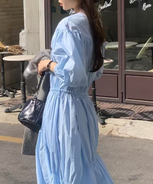 FREE STYLISTS(フリー スタイリスト)の「YUGA_YGMC Korean style pleated flared dress(ワンピース・レディース・ホワイト/ライトブルー・FREE)」の12枚目の写真