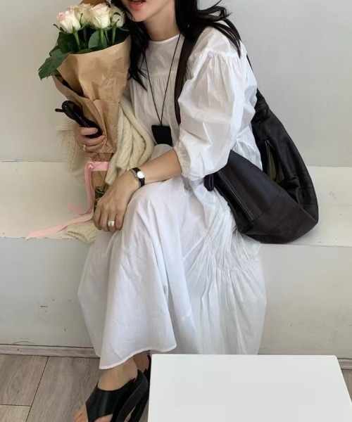 FREE STYLISTS(フリー スタイリスト)の「YUGA_YGMC Korean style pleated flared dress(ワンピース・レディース・ホワイト/ライトブルー・FREE)」の14枚目の写真