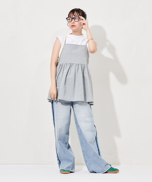 FREAK'S STORE(フリークスストア)の「THOUSAND MILE × FREAK'S STORE/サウザンドマイル 別注 サッカーチェック キャミセットアップ(セットアップ・レディース・ブルー/ブラック・フリ-)」の22枚目の写真