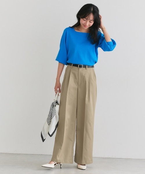 Pierrot(ピエロ)の「エステルツイルタックワイドパンツ(その他パンツ・レディース・ベージュ/ベージュ系その他/グリーン系その他・M/L/PM/PL)」の6枚目の写真