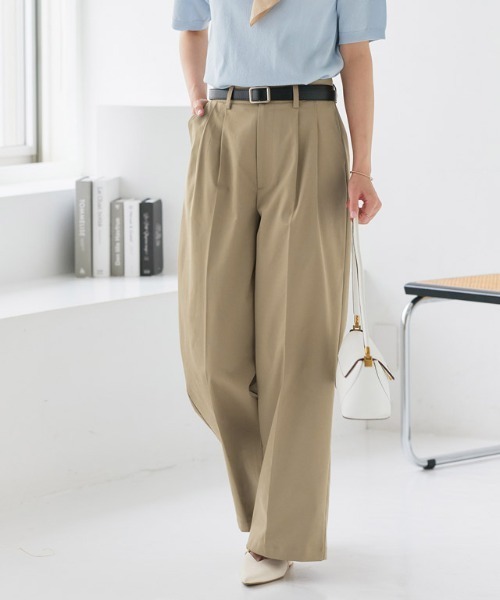 Pierrot(ピエロ)の「エステルツイルタックワイドパンツ(その他パンツ・レディース・ベージュ/ベージュ系その他/グリーン系その他・M/L/PM/PL)」の10枚目の写真