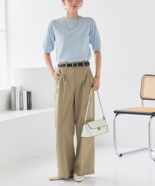 Pierrot(ピエロ)の「エステルツイルタックワイドパンツ(その他パンツ・レディース・ベージュ/ベージュ系その他/グリーン系その他・M/L/PM/PL)」の11枚目の写真