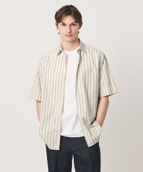 UNITED ARROWS(ユナイテッドアローズ)の「シルキーポプリン ワンピースレギュラーカラー ショートスリーブ シャツ(シャツ/ブラウス・メンズ・ナチュラル/ライトブルー/ライトピンク・L/XL/S/M)」の2枚目の写真