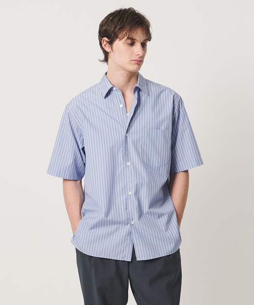 UNITED ARROWS(ユナイテッドアローズ)の「シルキーポプリン ワンピースレギュラーカラー ショートスリーブ シャツ(シャツ/ブラウス・メンズ・ナチュラル/ライトブルー/ライトピンク・L/XL/S/M)」の1枚目の写真