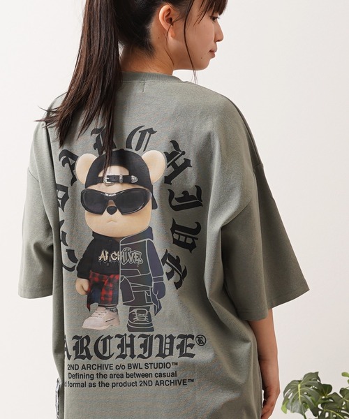 1111clothing(ワンフォークロージング)の「【2ND ARCHIVE】CAPベア オーバーサイズ リフレクター 半袖Tシャツ / ビッグシルエット / ユニセックス(Tシャツ/カットソー・メンズ・ホワイト/ブラック/カーキ・FREE)」の1枚目の写真