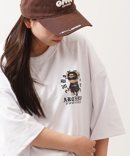 1111clothing(ワンフォークロージング)の「【2ND ARCHIVE】CAPベア オーバーサイズ リフレクター 半袖Tシャツ / ビッグシルエット / ユニセックス(Tシャツ/カットソー・メンズ・ホワイト/ブラック/カーキ・FREE)」の6枚目の写真