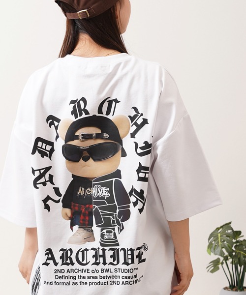 1111clothing(ワンフォークロージング)の「【2ND ARCHIVE】CAPベア オーバーサイズ リフレクター 半袖Tシャツ / ビッグシルエット / ユニセックス(Tシャツ/カットソー・メンズ・ホワイト/ブラック/カーキ・FREE)」の9枚目の写真