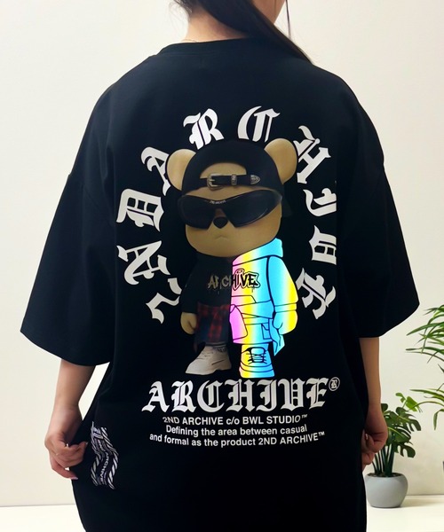 1111clothing(ワンフォークロージング)の「【2ND ARCHIVE】CAPベア オーバーサイズ リフレクター 半袖Tシャツ / ビッグシルエット / ユニセックス(Tシャツ/カットソー・メンズ・ホワイト/ブラック/カーキ・FREE)」の12枚目の写真