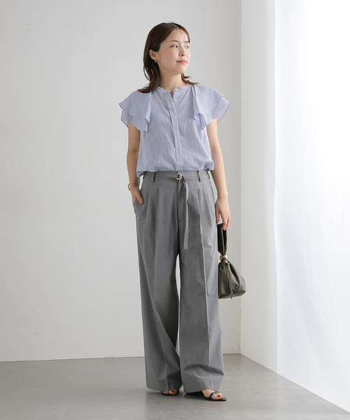 La TOTALITE(ラトータリテ)の「【洗える】ラッフルスリーブシャツ(シャツ/ブラウス・レディース・ブルー系その他/サックスブルー/ホワイト・FREE)」の10枚目の写真