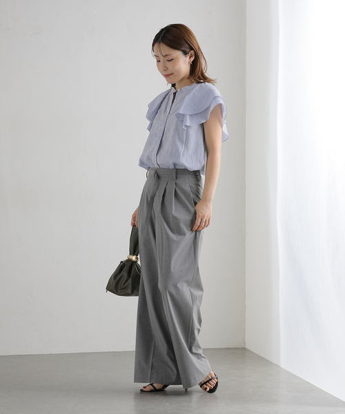 La TOTALITE(ラトータリテ)の「【洗える】ラッフルスリーブシャツ(シャツ/ブラウス・レディース・ブルー系その他/サックスブルー/ホワイト・FREE)」の11枚目の写真
