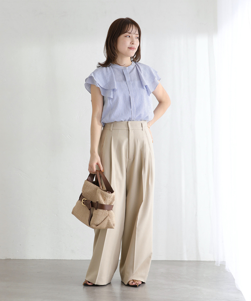 La TOTALITE(ラトータリテ)の「【洗える】ラッフルスリーブシャツ(シャツ/ブラウス・レディース・ブルー系その他/サックスブルー/ホワイト・FREE)」の12枚目の写真