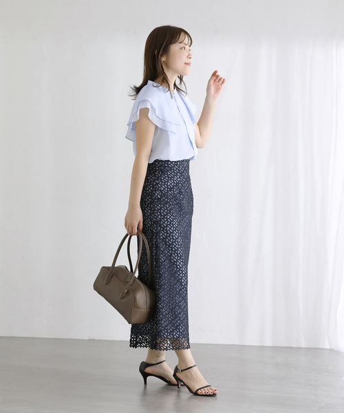 La TOTALITE(ラトータリテ)の「【洗える】ラッフルスリーブシャツ(シャツ/ブラウス・レディース・ブルー系その他/サックスブルー/ホワイト・FREE)」の16枚目の写真