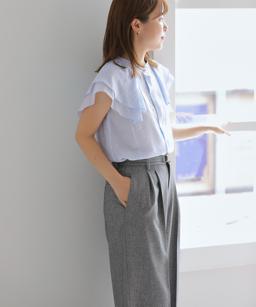 La TOTALITE(ラトータリテ)の「【洗える】ラッフルスリーブシャツ(シャツ/ブラウス・レディース・ブルー系その他/サックスブルー/ホワイト・FREE)」の20枚目の写真