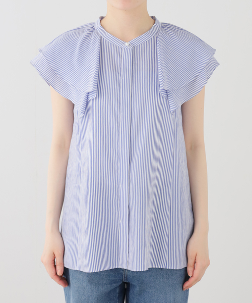 La TOTALITE(ラトータリテ)の「【洗える】ラッフルスリーブシャツ(シャツ/ブラウス・レディース・ブルー系その他/サックスブルー/ホワイト・FREE)」の22枚目の写真