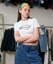 DOODLE LOGO CROP TEE [WHITE]