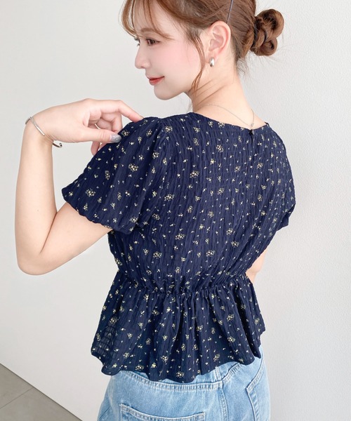 moment+(モーメントプラス)の「シアースモッキングライクスクエアネックダブルフリルペプラム半袖ブラウス(シャツ/ブラウス・レディース・ネイビー/ブルー系その他/ホワイト系その他/ピンク/ブラック/イエロー系その他/オフホワイト/ブラック系その他/ナチュラル・M/L)」の19枚目の写真