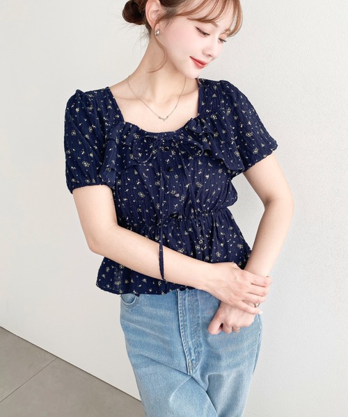 moment+(モーメントプラス)の「シアースモッキングライクスクエアネックダブルフリルペプラム半袖ブラウス(シャツ/ブラウス・レディース・ネイビー/ブルー系その他/ホワイト系その他/ピンク/ブラック/イエロー系その他/オフホワイト/ブラック系その他/ナチュラル・M/L)」の20枚目の写真