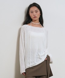【GENERAL IDEA】シアーブークレーボートネックプルオーバー / SHEER BOUCLE BOAT NECK PULLOVER