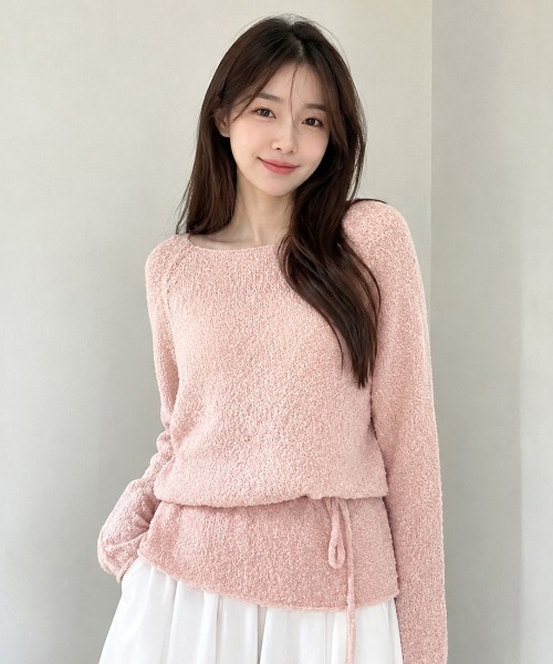 GENERAL IDEA(ジェネラルアイデア)の「【GENERAL IDEA】シアーブークレーボートネックプルオーバー / SHEER BOUCLE BOAT NECK PULLOVER(Tシャツ/カットソー・レディース・ホワイト/ピンク/ブラック・S/M/L)」の1枚目の写真