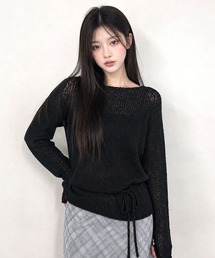 【GENERAL IDEA】シアーブークレーボートネックプルオーバー / SHEER BOUCLE BOAT NECK PULLOVER