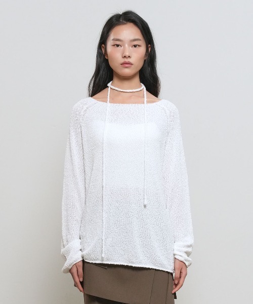 GENERAL IDEA(ジェネラルアイデア)の「【GENERAL IDEA】シアーブークレーボートネックプルオーバー / SHEER BOUCLE BOAT NECK PULLOVER(Tシャツ/カットソー・レディース・ホワイト/ピンク/ブラック・S/M/L)」の16枚目の写真