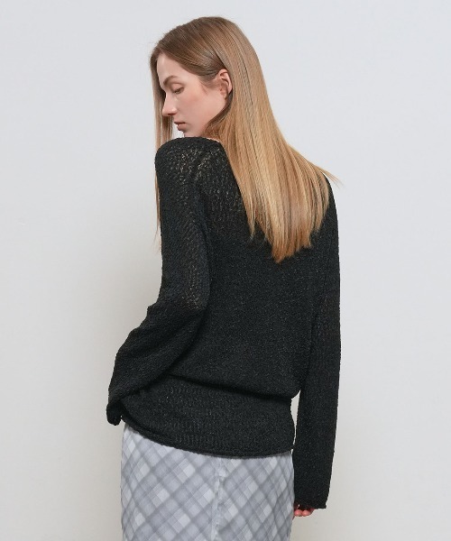 GENERAL IDEA(ジェネラルアイデア)の「【GENERAL IDEA】シアーブークレーボートネックプルオーバー / SHEER BOUCLE BOAT NECK PULLOVER(Tシャツ/カットソー・レディース・ホワイト/ピンク/ブラック・S/M/L)」の7枚目の写真