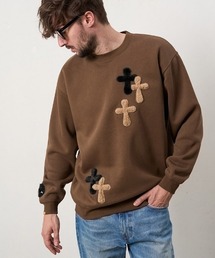 STUD MUFFIN（スタッドマフィン）の「msw1882- T-C裏毛起毛 ファー-ムックボアミックスパッチワークスエットシャツ(624-02917)（スウェット）」
