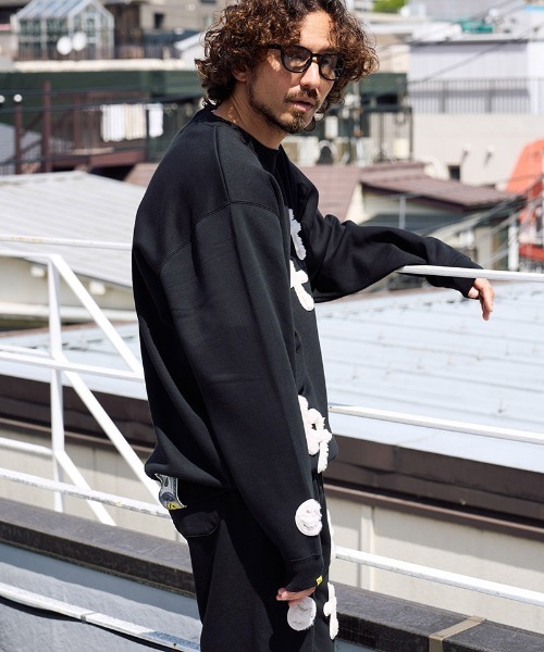 STUD MUFFIN（スタッドマフィン）の「msw1882- T-C裏毛起毛 ファー-ムックボアミックスパッチワークスエットシャツ(624-02917)（スウェット・メンズ・アッシュ/ブラック/ブラウン・4/3/2）」の5枚目の写真