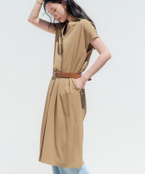 GALLEST（ギャレスト）の「Comfy SET UP｜スキッパーワンピース【通勤／接触冷感／UVカット】（ワンピース・レディース・キャメル/オリーブ/ブラック/グレー系その他6・38/34）」の4枚目の写真