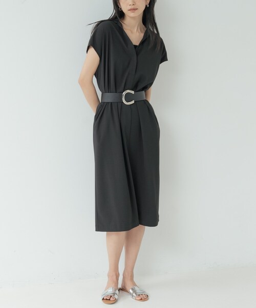 GALLEST（ギャレスト）の「Comfy SET UP｜スキッパーワンピース【通勤／接触冷感／UVカット】（ワンピース・レディース・キャメル/オリーブ/ブラック/グレー系その他6・38/34）」の14枚目の写真