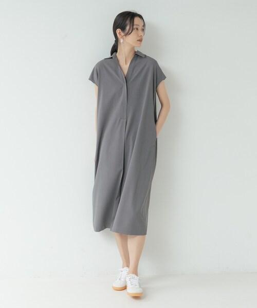 GALLEST（ギャレスト）の「Comfy SET UP｜スキッパーワンピース【通勤／接触冷感／UVカット】（ワンピース・レディース・キャメル/オリーブ/ブラック/グレー系その他6・38/34）」の22枚目の写真