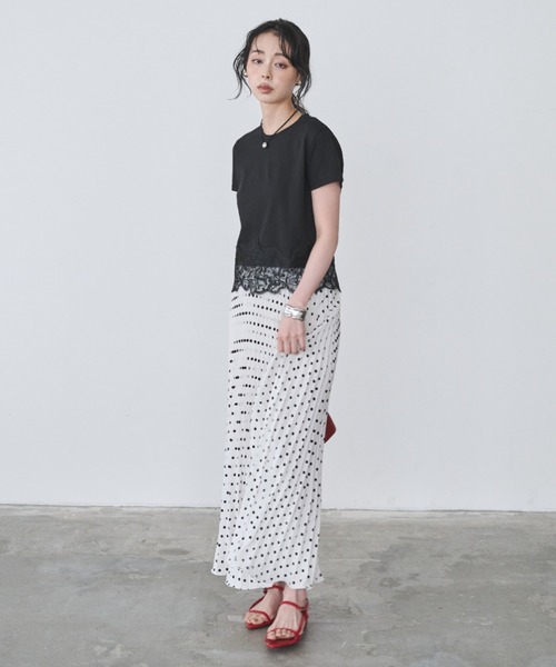 Anclear oui（アンクリアウィ）の「ドット柄プリーツSK（スカート・レディース・Black/White・F）」の3枚目の写真