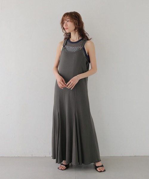 CLEIO（クレイオ）の「【CLEIO】リブテレコサロペットワンピース RIB TELECO SALOPETTE ONE-PIECE（ワンピース・レディース・ホワイト/チャコールグレー・SMALL/MEDIUM）」の11枚目の写真